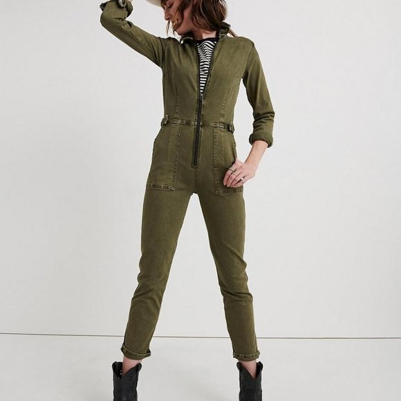 NWT Lucky Brand Aviator Jumpsuit Ivy Green - Picture 1 of 6